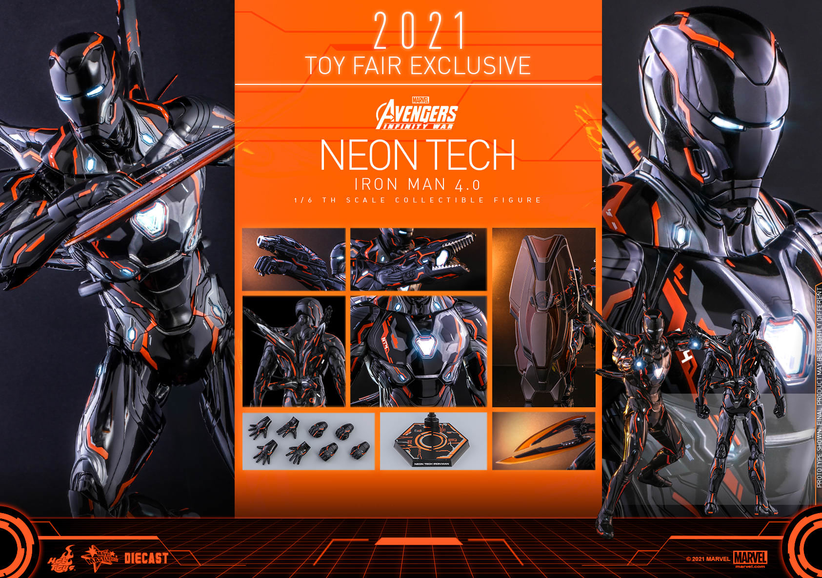 Neon Tech Iron Man 4.0 | MMS 597 | Exclusive Toy Fair 2021 | Avengers: Infinity War | Hot Toys Marvel